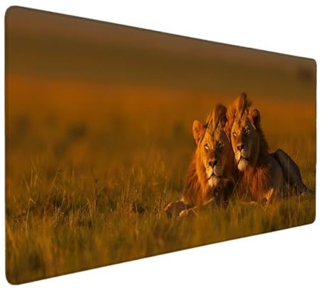 Gaming Mauspad, Mousepad XXL 800x300, wasserdichte Schreibtischunterlage mit Vernähte Kanten, rutschfeste Gummiunterseite, Glatte Oberflächen, Geeignet für Computer, Laptop und PC Gelb (Tier) 3-G