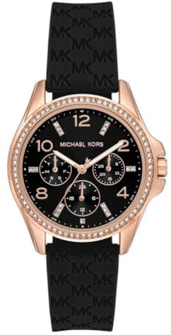 Michael Kors Pilot Watch for Women, Quartz Multifunctional Movement with Silicon Strap