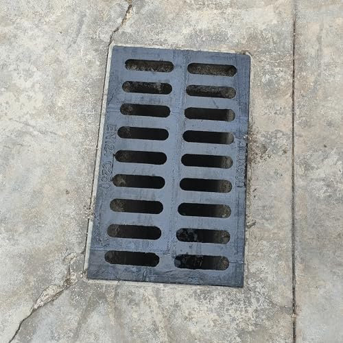 Canaleta Desague con Rejilla Tapa de Drenaje de Hierro Fundido para Exteriores para Pisos de Concreto, Rejilla de Drenaje Resistente para Patio, Terraza, Garaje, Colador de Drenaje de Metal de 50 Cm d