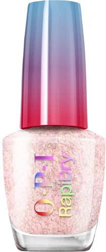 OPI RapiDry™ - Esmalte de uñas secado rápido - Sin Imperfecciones ni Marcas - Esmalte Vegano - Cheers to No Smears - Esmalte de Uñas Melocotón y Plateado (9ml)