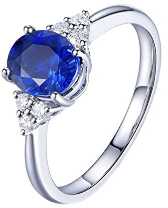 Tolldek Echte Goldschmuck Diamantring 18K 750 Weiß Gold, 0.5ct Labor Erstellt Saphir Trauringe mit Diamant Klassiker Au750 Gold, Echtes Gold Kollektion, Gr.62 (19.7)