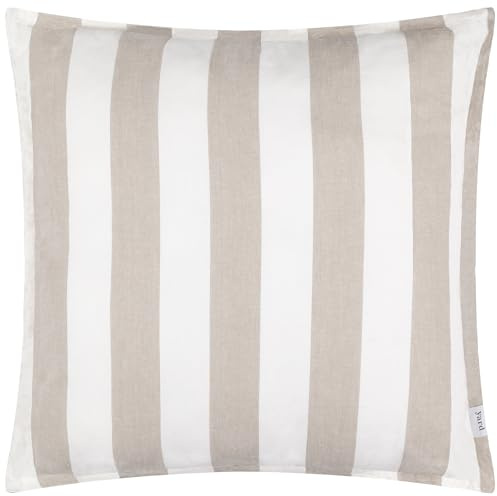 Yard Hayle Outdoor Cushion Cover (Natural, 50 x 50 cm) | Reversible Water Resistant Striped Soft Cotton Outdoor Decorative Case