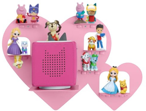 JYiuog Regal für Toniebox & Tonie Figures Aufbewahrung, Storage Rack for 15-20 Tonie Figures, Magnetisches Metallregal für Kids Room Decor, Gifts for Children (Rosa)