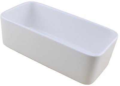 OFFSCH Mini Pots De Fleurs Rectangulaires Blancs pour Plantes Pots De Cactus avec Plateau Bois