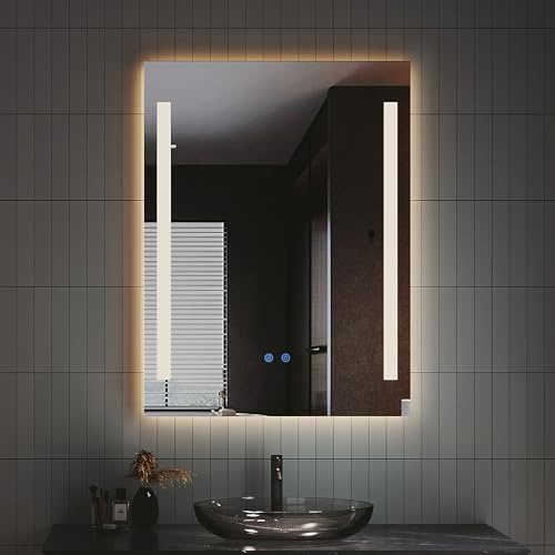 IMPTS LED Badspiegel mit Beleuchtung Badezimmerspiegel mit Touchschalter | Anti-Beschlag Beschlagfrei Dimmbar Neutralweiß 4000K IP44 Bad Wandspiegel mit Licht 80x60cm