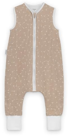Ehrenkind® Baby Sommerschlafsack mit Füßen Musselin | aus weicher OEKO-TEX zertifizierter Bio-Baumwolle | Sommer Baby Schlafsack 1 TOG Gr. 90 Farbe Beige Gemustert