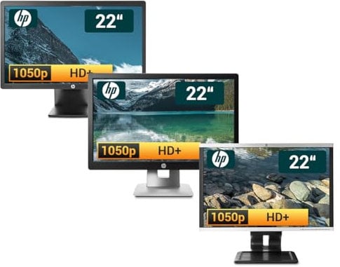 HP 22 Zoll Business Computer Monitor, Desktop Gaming Monitor, HD+ (VGA - DVI - VESA), PC Bildschirm, schwarz/Silber (Generalüberholt)