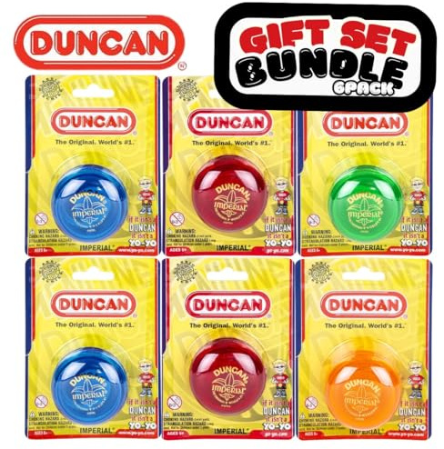 Duncan Toys Imperial Yo-Yo (6-pc), Beginner Yo-Yo with String, Steel Axle and Plastic Body, Assorted Colors