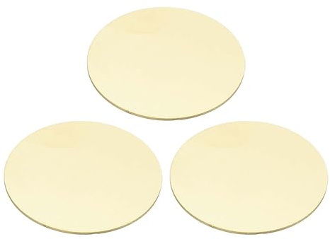 PATIKIL 3 Piezas De Láminas De Metal Para Grabado, 30mm Redondas, Placas De Metal Redondas Para Grabado laser, Etiquetas, Discos Para Hacer Llaveros, 0.5mm De Grosor, Tono Latón