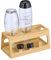 Relaxdays Flaschenhalter kompatibel mit Sodastream-Flaschen, Bambus, mit Abtropfschale, 3er Flaschenständer, natur