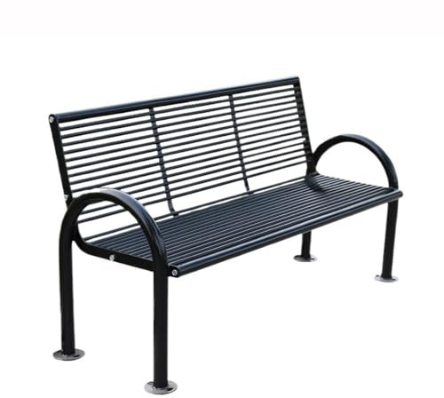 GEK208130 Parkbank Verzinkte Gartenbank mit Rückenlehne Mehrpersonen-Parkbank Sitzbank Outdoor(Schwarz)