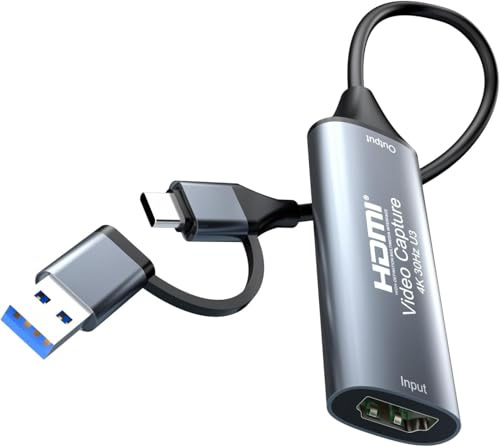 HDMI to USB-C Video Capture Card, 4K Input 1080P@60HZ Video Audio Capture | Game Live Streaming & Recording, Compatible with Switch, PS4/PS5, OBS, Zoom, iPad, MacBook, Camera, Laptops, Phones, TV Boxes