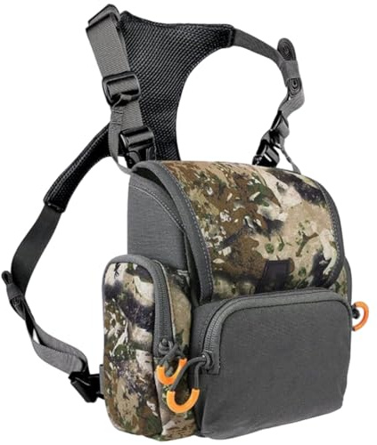 Wedhapy Fernglas-Geschirr, atmungsaktiv, verstellbar, Jagd-Brusttasche mit Mehreren Taschen, wasserdicht, für Damen und Herren, Camouflage
