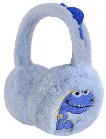 JIAHG Cache-Oreilles Dinosaure en Peluche pour Enfant Mignon Couvre-oreilles d'Hiver Pliable Chauffe-oreilles Epais, Doux, ultra-chaud, anti-froid pour l'école et les Sorties