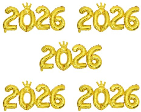 BESPORTBLE 5sätze Foliensilberballons für Neujahr Partydekorationsset mit Großen Zahlen Foto-requisiten für Feierlichkeiten Ballonbanner für Events Einfacher Aufbau mit Aluminiumfolie