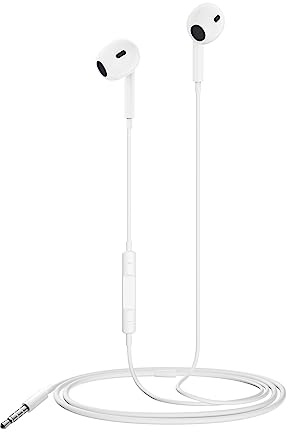 ANKA Earphones Headphones Wired,Ultra Clear Calls & no Noise- Earphones 3.5mm Jack, in-Ear Earbuds with Mic,Compatible with iPhone/Pad/Android/Laptop/PC White