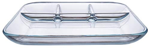 KAILIKETIY Assiette de Collation Plaque de Verre Compartimentée en Verre Trempé Carrée Résistante la Chaleur pour Fruits et Steak