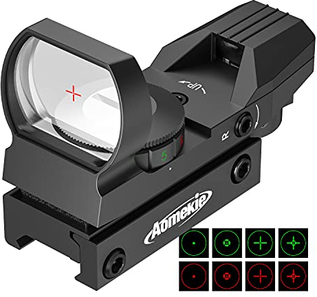 AOMEKIE Red Dot Visier Airsoft mit 20mm/22mm Schiene Leuchtpunktvisier Rotpunktvisier mit Tactical 4 Reticles für Jagd Softair Pistole und Armbrust