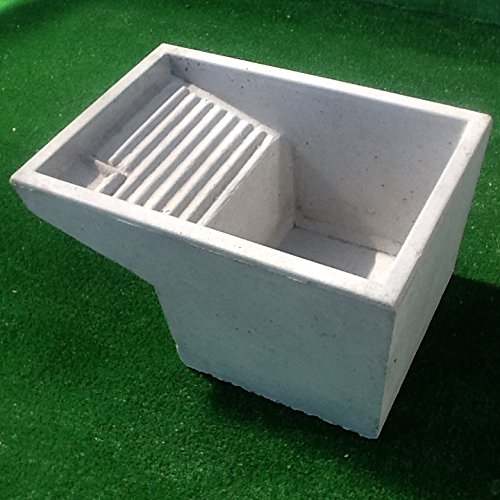 Mastro Gabriele – Lavoir en ciment gris pour laver le linge, 73 x 43 x 35 cm (H)