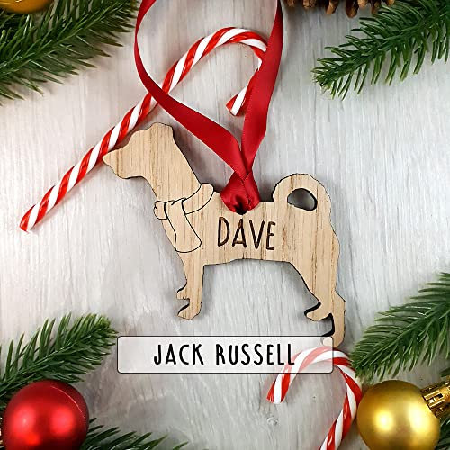 Personalised Jack Russell Wooden Dog Decoration - Sustainable Oak Tree Bauble