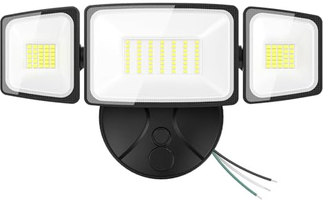 Onforu 75W Flood Lights Outdoor, 7000LM Brightness Security Lights Switch Controlled, 3 Adjustable Heads, IP65 Waterproof, 6500K Wall Mount Exterior LED Flood Light