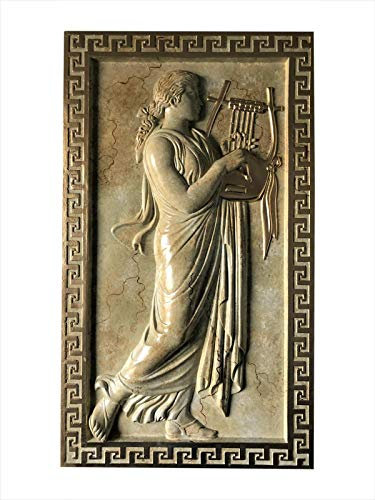 Graz Design Tableau mural en forme de femme avec harpe en relief Motif médaillon Aspect marbre