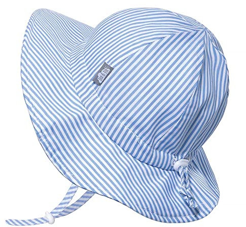 Jan & Jul Baby Sonnenhut mit verstellbarem Riemen (M: 6-24 Monate, Blau gestreift)