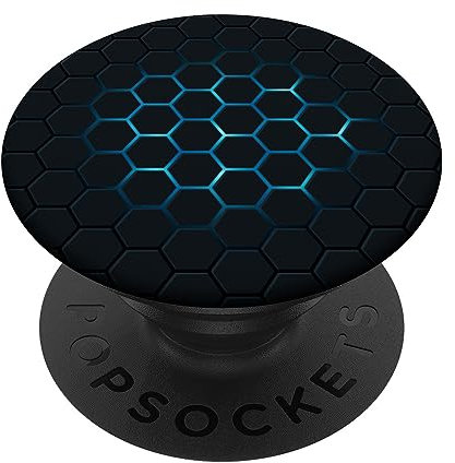 PopSockets Black and blue design hexagon cool honeycomb for boys men PopSockets Swappable PopGrip