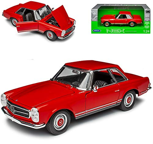 alles-meine.de GmbH Mercedes-B 230SL Pagode Coupe Rot W113 1963-1971 1/24 Welly Modell Auto mit individiuellem Wunschkennzeichen