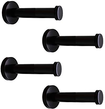 NELXULAS Lot de 4 crochets muraux classiques en acier inoxydable noir très résistant, crochets pour serviette de bain, porte-manteau, sac à main