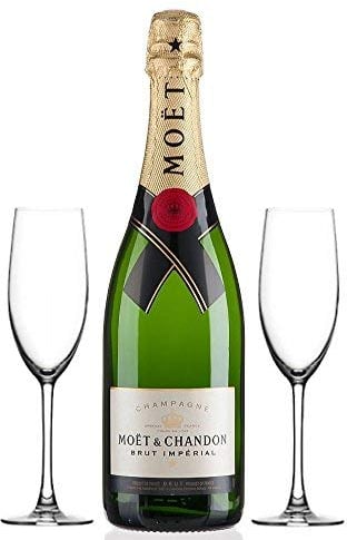 Moet & Chandon Brut Champagne 75cl & 2 x Champagne Flutes - Ideas for Birthday, Thank You, Wedding Anniversary, Business and Corporate