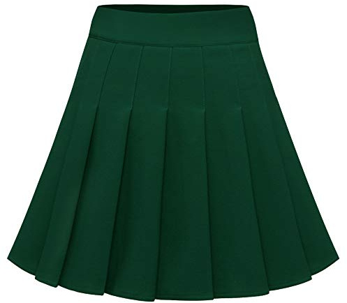 Dressystar Damen Dehnbar Faltenrock Schulmädchen Solide Skater Tennis Basic Mini Rock