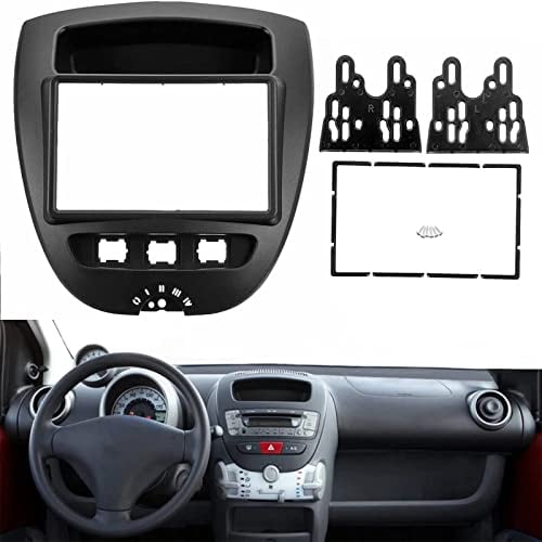 KAOLALI Doppel DIN Autoradio Radio Adapter, Autoradio Radioblende Doppel DIN kompatibel mit Toyota Aygo/Cit roen C1/Pe ugeot 107 ab 2005