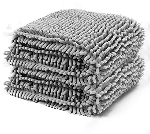 PETCUTE Hundehandtuch Saugfähig Mikrofaser Haustierhandtuch Schnell Trocknend Hund Badetuch mit Handtaschen(Grau XL-60 * 85cm)