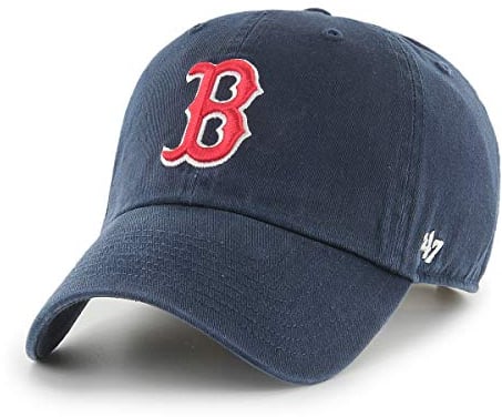 '47 MLB Boston Red Sox Clean Up Unisex-Baseballkappe, Verstellbar, Hochwertiges Design und Verarbeitung, Red Logo, Navy Blue