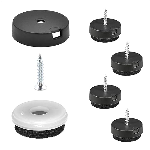 Wagner QuickClick® Filzgleiter Möbelgleiter Stuhlgleiter 4er-Set zum Anschrauben - 4X Basis+Schraube+Gleiteinsatz austauschbar - Filz robust Natural - Durchmesser Ø 25 mm - Made in DE - 15785200