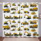 Homewish Bagger Fenstervorhänge Traktor Fenstervorhänge LKW Fensterbehandlungen Bulldozer Fenstervorhang Panels Boy Cartoon Fenstervorhänge Gelb Leichte Fensterbehandlung 46x72, 2 Panels