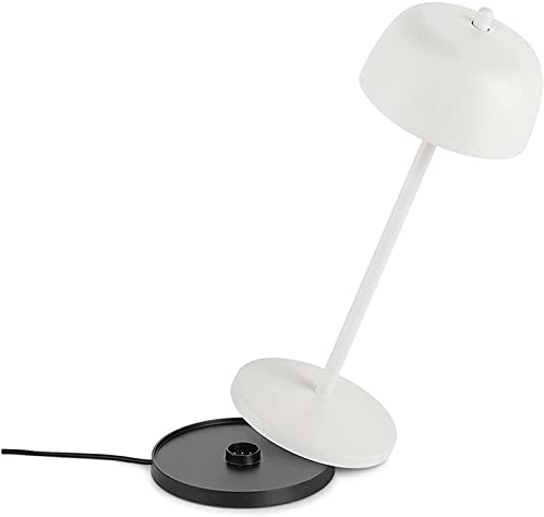 LA VILLE LUMIÈRE THETA Designed by Zafferano Lampada LED da Tavolo Senza Fili NOVITÀ 2022, Lampada Touch Portatile Ricaricabile, Dimmerabile Protezione IP65, Durata 9h H30 cm. (Bianco Opaco)