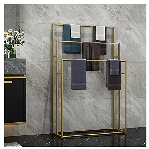 GJXJY Handtuchstander Freistehend mit 3 Handtuchstangen, Handtuchhalter 3-armig für Bad, Kleiderständer, Handtuchhalter Stehend, Metall, Ohne Bohren