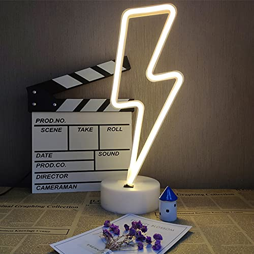 Blitz Neonzeichen Blitz Neon Nachtlicht Zeichen für Partybedarf Mädchen Raumdekoration Zubehör für Luau Sommer Party Weihnachten Tischdekoration Kinder Kinder Geschenke (Warmweiß)