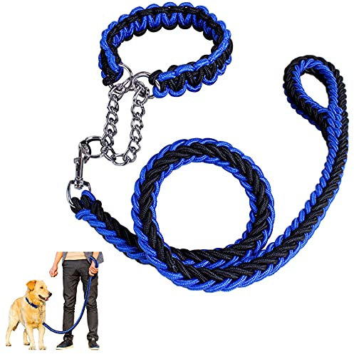 Cuerda de Perro Resistente Tejido Collar de Nailon de Ocho hebras Trenzadas de Plomo para Entrenamiento de Mascotas Cuerda de Entrenamiento Antideslizante para Perros (negroazul, M)