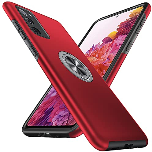 Anqrp Hiddenian Serier Hülle für Samsung Galaxy S20 FE 4G/5G, [Eingebetteter Ständer] [Wärmeableitung] Schwerlast Mehrschichtig Ständer Schutzhülle für Samsung Galaxy S20 FE (6,5 Zoll), Rot