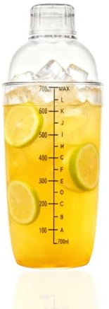 700 ml Drink Shaker Großer Cocktailshaker und Sieb Milchflaschendeckel Kunststoff Teesieb Mixer mit durchsichtiger Skala für Bargeschenke