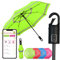 Quick Safety® wander- trekking-Regenschirm taschenschirm herren-damen-schirm jungen-regenschirm auf-zu-automatik sturmfest reflektierend Karabinerhacken-Griff-Design (nano grün)