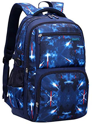 SellerFun Sac à dos galaxie motif espace garçons primaire junior collège sac à dos hommes lycée sac d'ordinateur portable, Espace bleu, Backpack Only