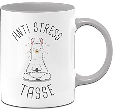 Tassenbrennerei Orignal Lama Tasse mit Spruch Anti Stress Tasse - Kaffeetasse lustig als Geschenk für Kollegen oder Kollegin (Grau)