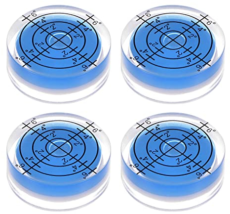 sourcing map 4pcs Round Bubble Level 32x12mm Mini Circular Bullseye Spirit Levels Degree Marked for Leveling Camera Tripod Telescope Workshop Turntable, Blue