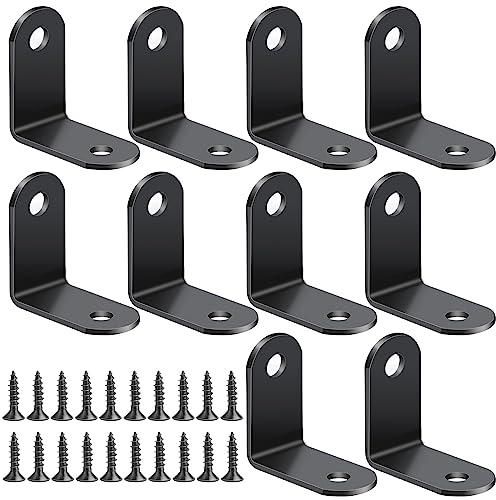 Oumuik 10 Stück Winkelverbinder 90 Grad, Hochwertiger Edelstahl Winkel Klammern mit 20 Schrauben für Verbinden und Befestigen Sie wie Tische, Stühle, Schränke, etc(30 x 30 x 2mm, schwarz)