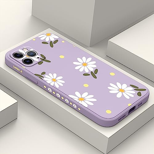 LEECG for iPhone 11 Pro Case, for iPhone 11 Pro Phone Case Side Creative Chrysanthemum Design Prints Slim Soft Shockproof Cover Protective, iPhone Case 11 Pro for Women-Daisy Purple