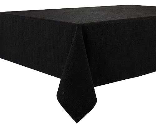 Tischdecke in Graphitschwarz 145 x 300 cm, wasserabweisend, mit Leinenoptik | Rechteckig, bügelfrei, waschbar, Restaurant, Küche, Esstisch, Party, Outdoor, Dekorativ, Weihnachten, Neujahr, Café, Garten